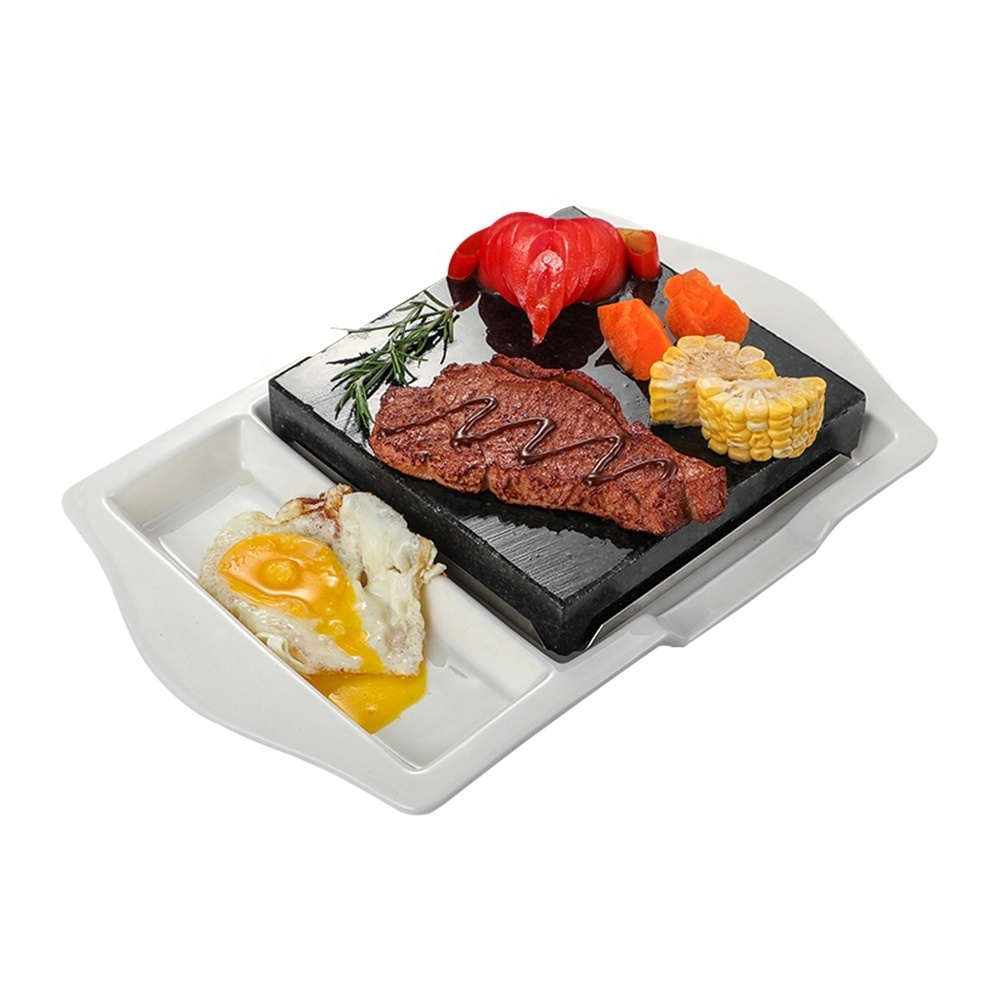 Wholesale steak stone set  Cooking Stone sizzling cookware  with thickness ceramic plate