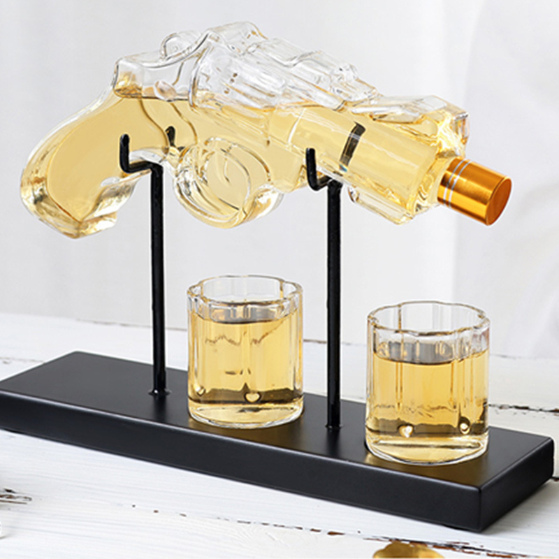 Custom High Quality Crystal Whiskey Decanter Set Square Glass With Stainless Steel Whiskey Stone For Fathers Day Gift