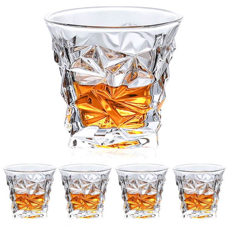 Free Sample Top Seller Luxury Wine Glasses Custom Clear Square Engraved Glass Whisky Crystal Cup For Home Bar Party