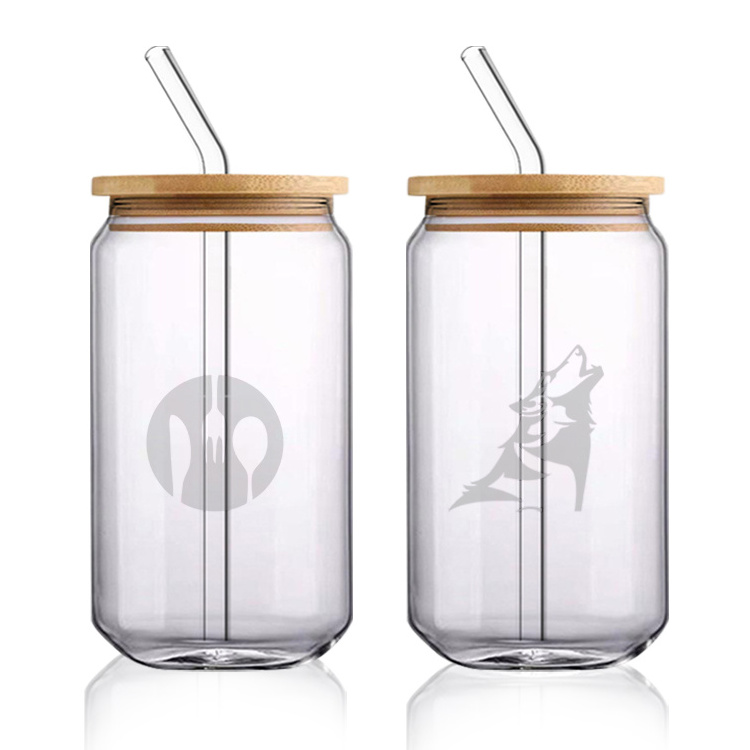 Bamboo Lid with Straw Beer Can Beer Glasses Soda Cup Wholesale Custom Laser Logo Libbey 16oz Glass Water Bottle CLASSIC Presents