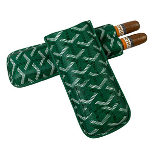 Wholesale Green Cigar Packaging Tube 2 Fingers Holder Carry Tube With Cigar Cutter Smoking Accessories Gift Set