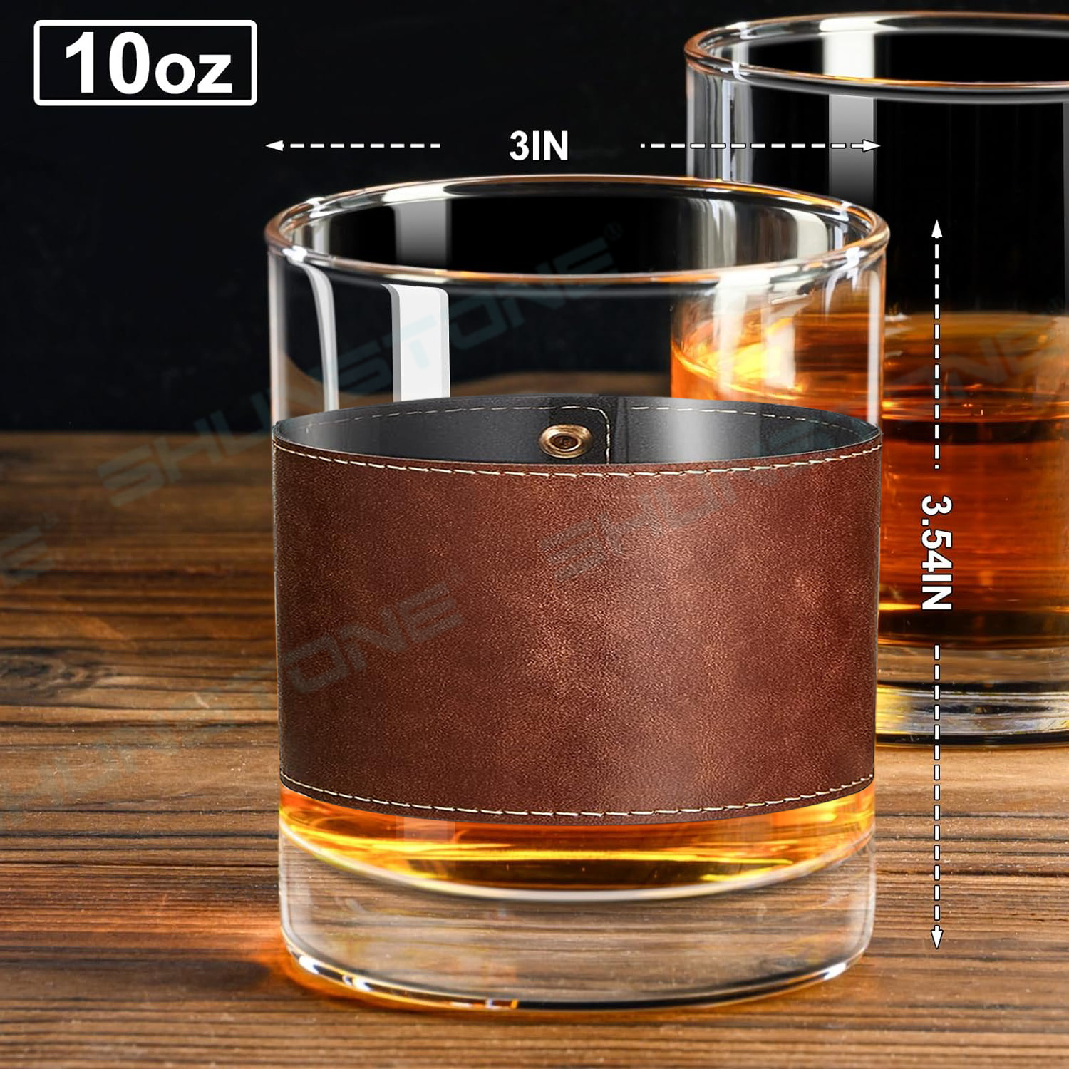 New Round Crystal Whiskey Glass With Leather Glass Cup Sleeve personalized whiskey glasses For Whiskey Bourbon Lover