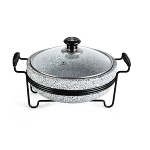 Hot sale korea natural stone pot korean stone cookware large stone pot  with black steel framefrom China