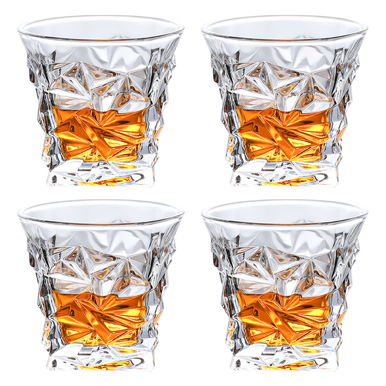 Free Sample Top Seller Luxury Wine Glasses Custom Clear Square Engraved Glass Whisky Crystal Cup For Home Bar Party