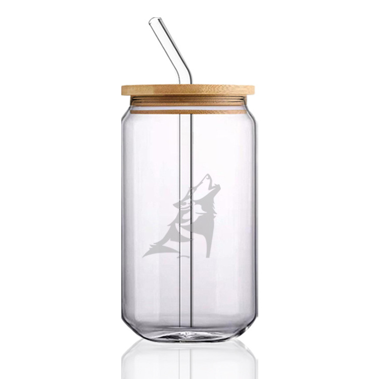 Bamboo Lid with Straw Beer Can Beer Glasses Soda Cup Wholesale Custom Laser Logo Libbey 16oz Glass Water Bottle CLASSIC Presents