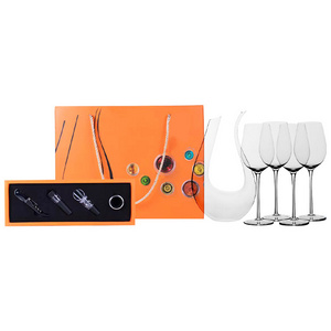 Novelty Company Promotion Gifts 4 Lead Free Crystal Wine Glasses 1400Ml Hand Blown U Shaped Wine Decanter And Wine Glass Set