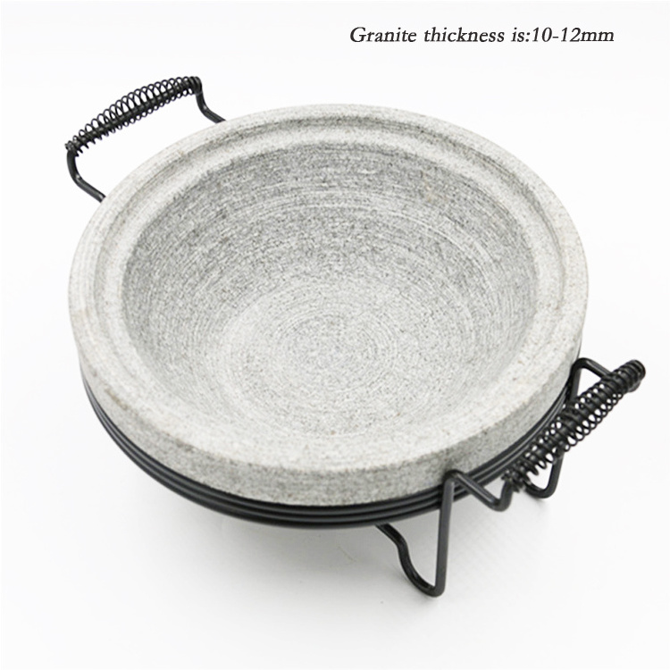 Hot sale korea natural stone pot korean stone cookware large stone pot  with black steel framefrom China