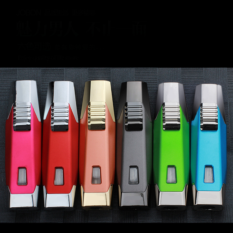 Premium Metal Cigar Lighter Multi-Function Double Jet Blue Flame Butane Gas Refillable Torch Lighter Custom Logo