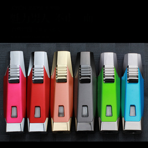 Premium Metal Cigar Lighter Multi-Function Double Jet Blue Flame Butane Gas Refillable Torch Lighter Custom Logo