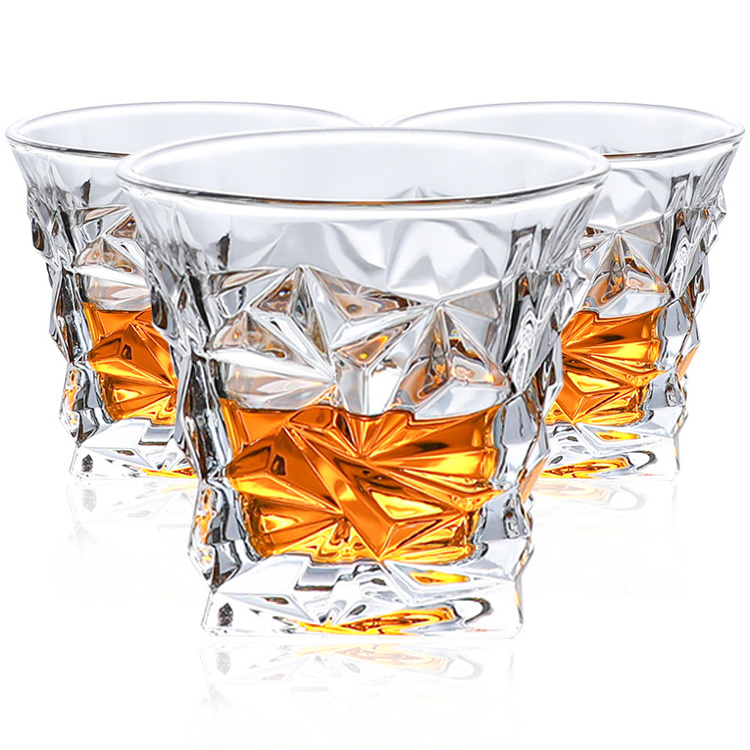 Free Sample Top Seller Luxury Wine Glasses Custom Clear Square Engraved Glass Whisky Crystal Cup For Home Bar Party