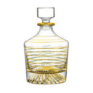 Wholesale Round Whiskey Decanter Luxury Empty Gold Rim Wine Glass Bottle Tequila Liquor Glass Bottle For Whiskey