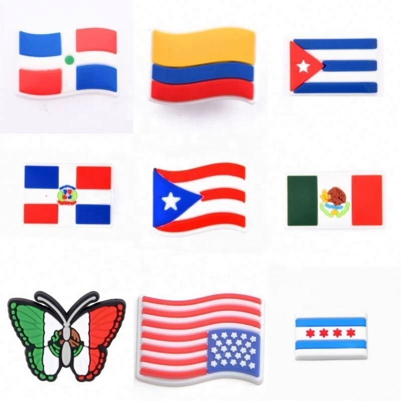 Puerto Rico Flag Shoe Charm Latina Shoe Charms for Wholesale Waving Flag Shoe Charms for Gift