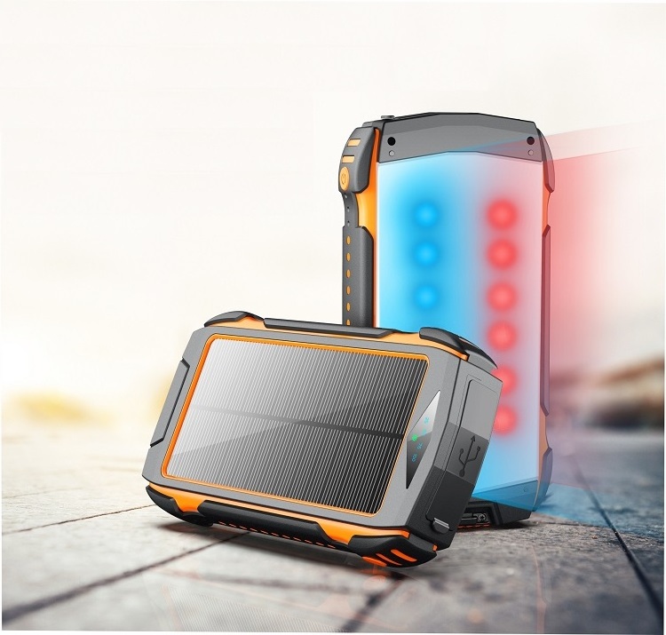 Outdoor Solar Powerbank 20000mah Dual USB 18W PD Mobile Charger 12V 20000 mah Fast Charging Power Bank For Mobile