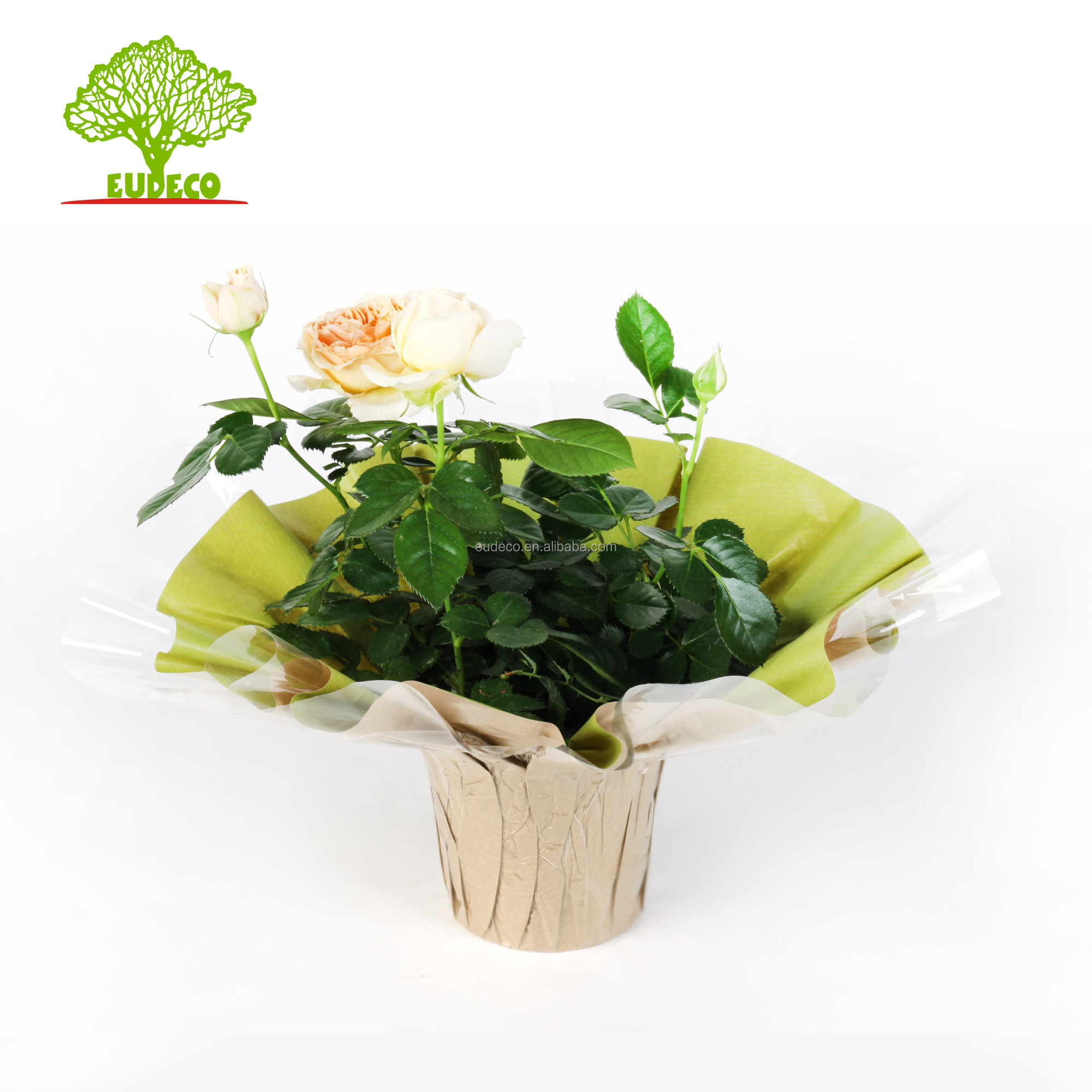 Kraft Paper Bouquet Holder for Floral Packing Decorative Flowers & Wreaths Free Pulling Flower Sleeve Every Day Round Custom