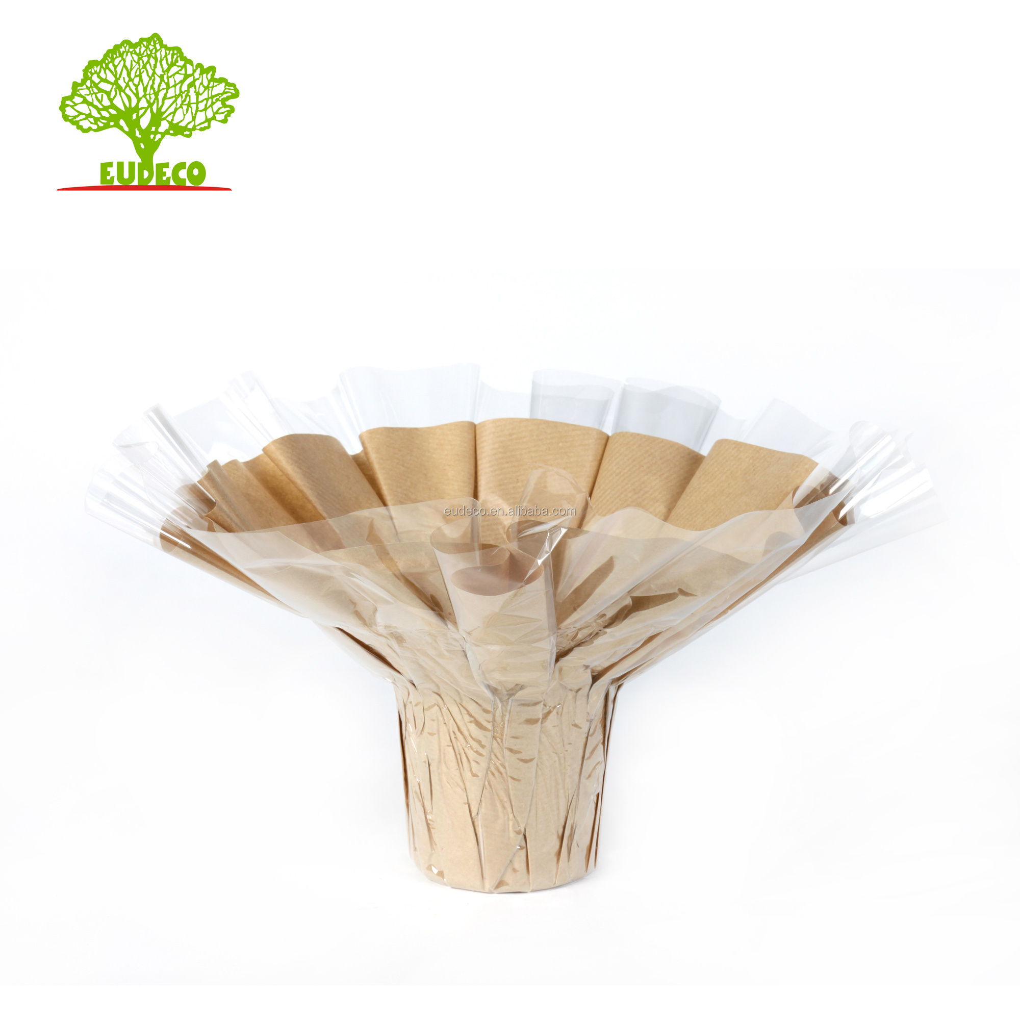 Kraft Paper Bouquet Holder for Floral Packing Decorative Flowers & Wreaths Free Pulling Flower Sleeve Every Day Round Custom