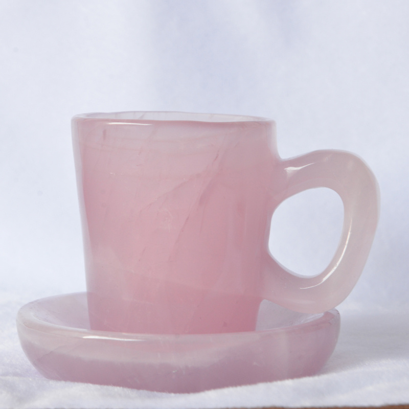 EUDEMON Natural Healing Gemstone rose quartz crystal Cup