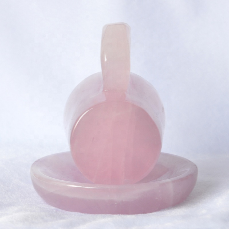 EUDEMON Natural Healing Gemstone rose quartz crystal Cup