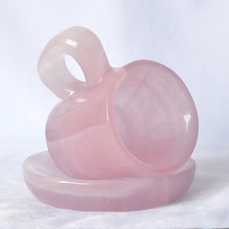 EUDEMON Natural Healing Gemstone rose quartz crystal Cup