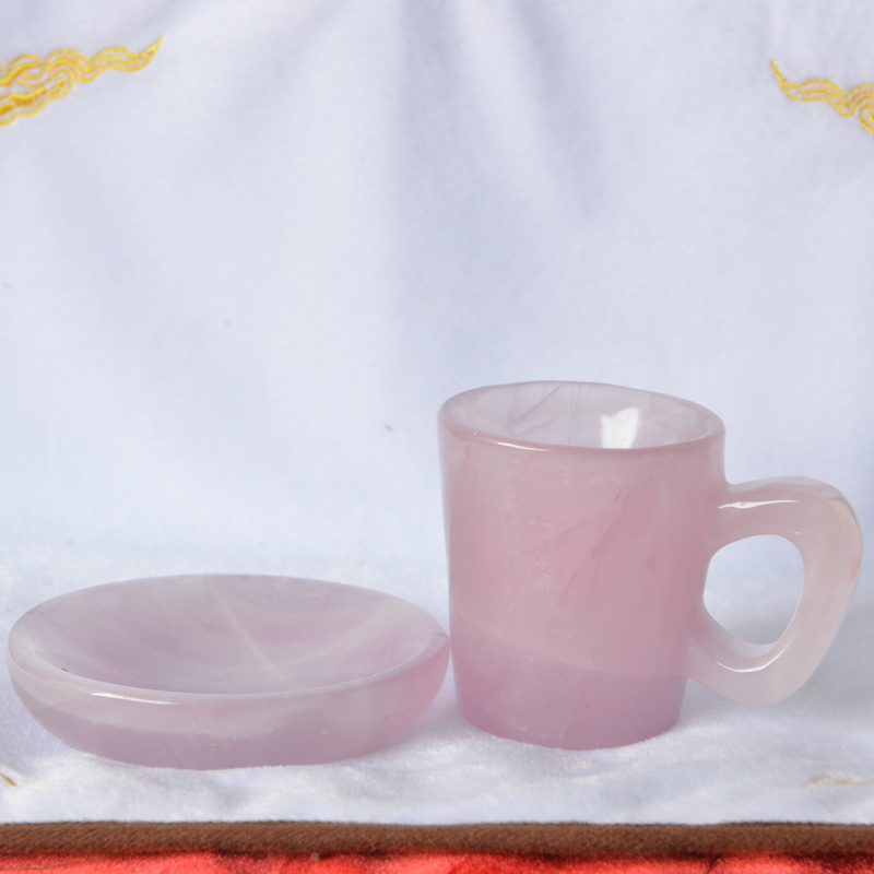 EUDEMON Natural Healing Gemstone rose quartz crystal Cup