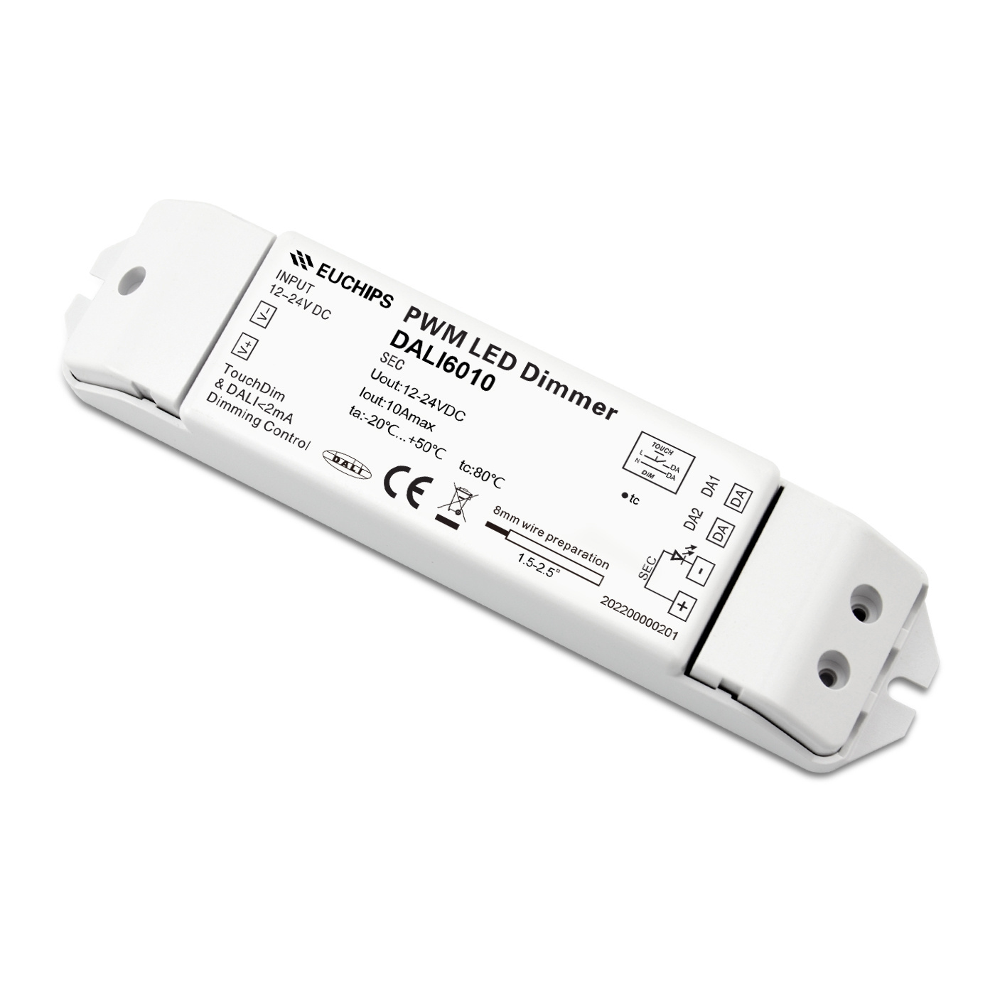 EUCHIPS 12V 24V DC PWM Digital Dimming DALI Driver 120W LED Dimmer Push Dim Led Panel Light Constant Voltage Lighting Solutions