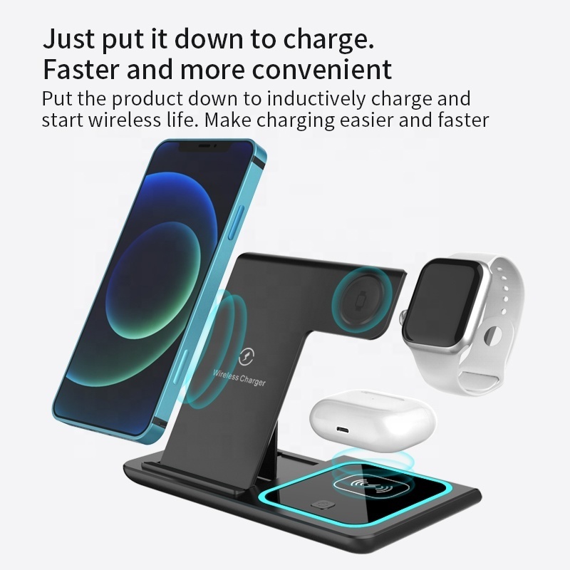 Cargador Inalmbrico Universel 3 En 1 15W Chargeur Induction Sans Fil Caricatore Charging Docking Station 3 In 1 Wireless Charger