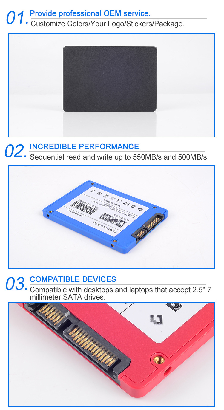 Disco Solid Duro Disque Dur Interne Externe 64 120 128 240 256 480 500 512 GB 1 2 TB Msata Sata3 3.0 HDD SSD Bulk Hard Drives