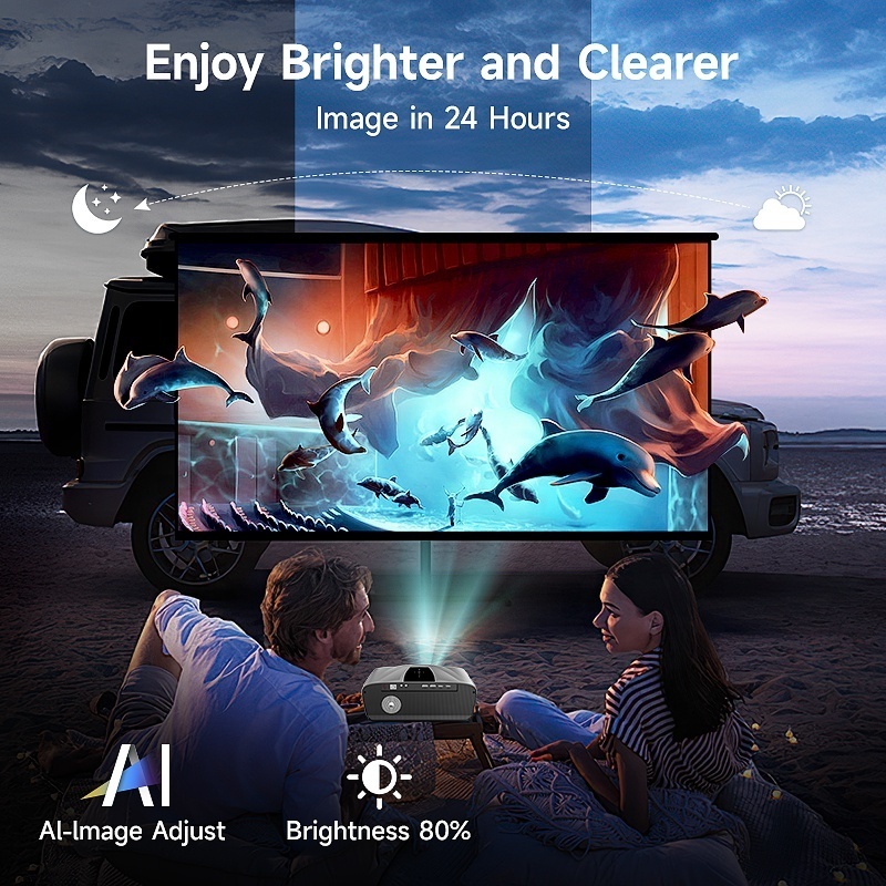 CAIWEI Daytime Projectors HD 4k 1080P Home Theater Video Projector 4K