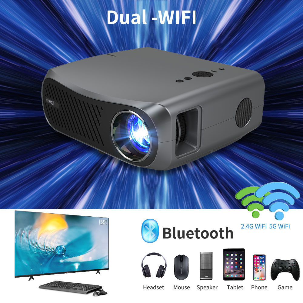 EUG 900DAB LCD Android Global Version 5G Wireless FULL HD 1080P 4K Projector for Home Office Business Movie Theater for iphone