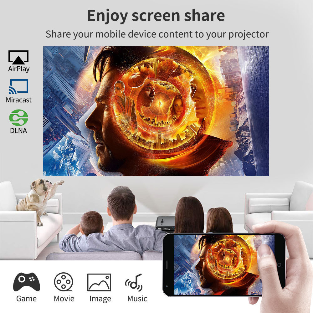 EUG 900DAB LCD Android Global Version 5G Wireless FULL HD 1080P 4K Projector for Home Office Business Movie Theater for iphone