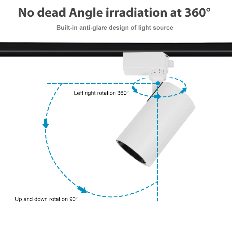 New Designer Energy-saving Modern Surface Ceiling Installation 10w 20w 30w 40w 50w Commercial Aluminum Plastic Led Track Light