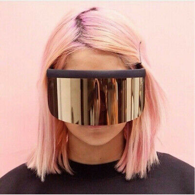 EUGENIA Futuristic Women Big Frame Flat Top Eye Visor Shield Mirrored Mono Lens Square Visor Oversize Sunglasses