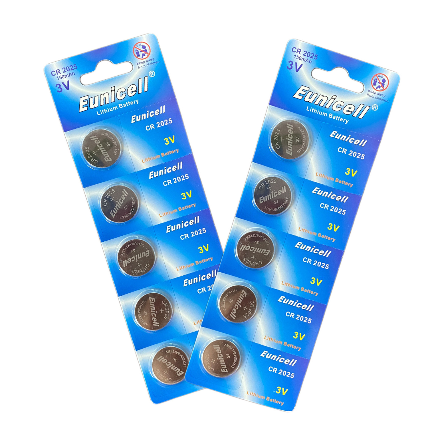 Eunicell 3v non rechargeable CR2025 lithium button cell batteries for Watch Calculator flashlight