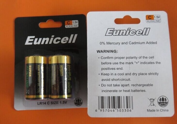 Eunicell 1.5v AA AAA C D 9V LR03 LR6 LR14 LR20 Alkaline battery