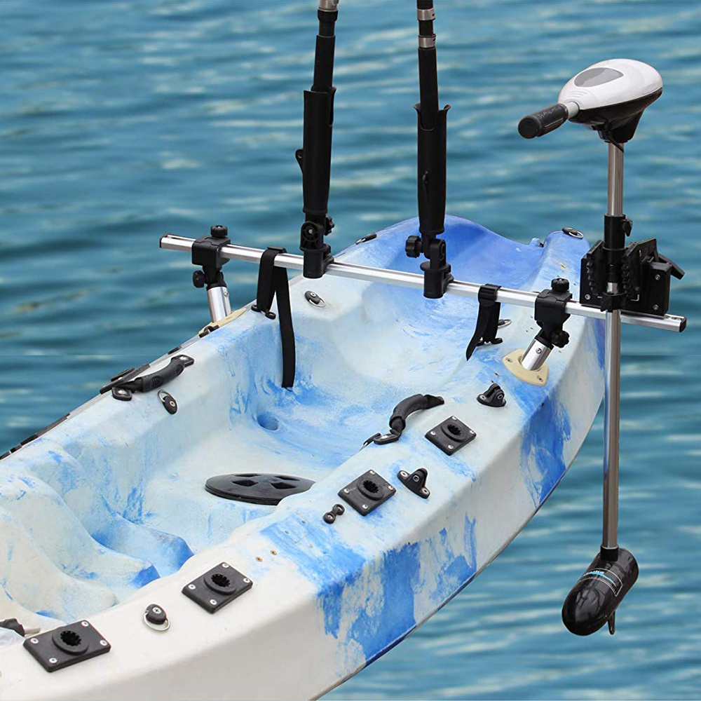 Fishing Kayak Trolling Motor Mount Universal + Two Rocket Launching Rod Holder/Kayak Outboard Motor Bracket MT-104 (B07)