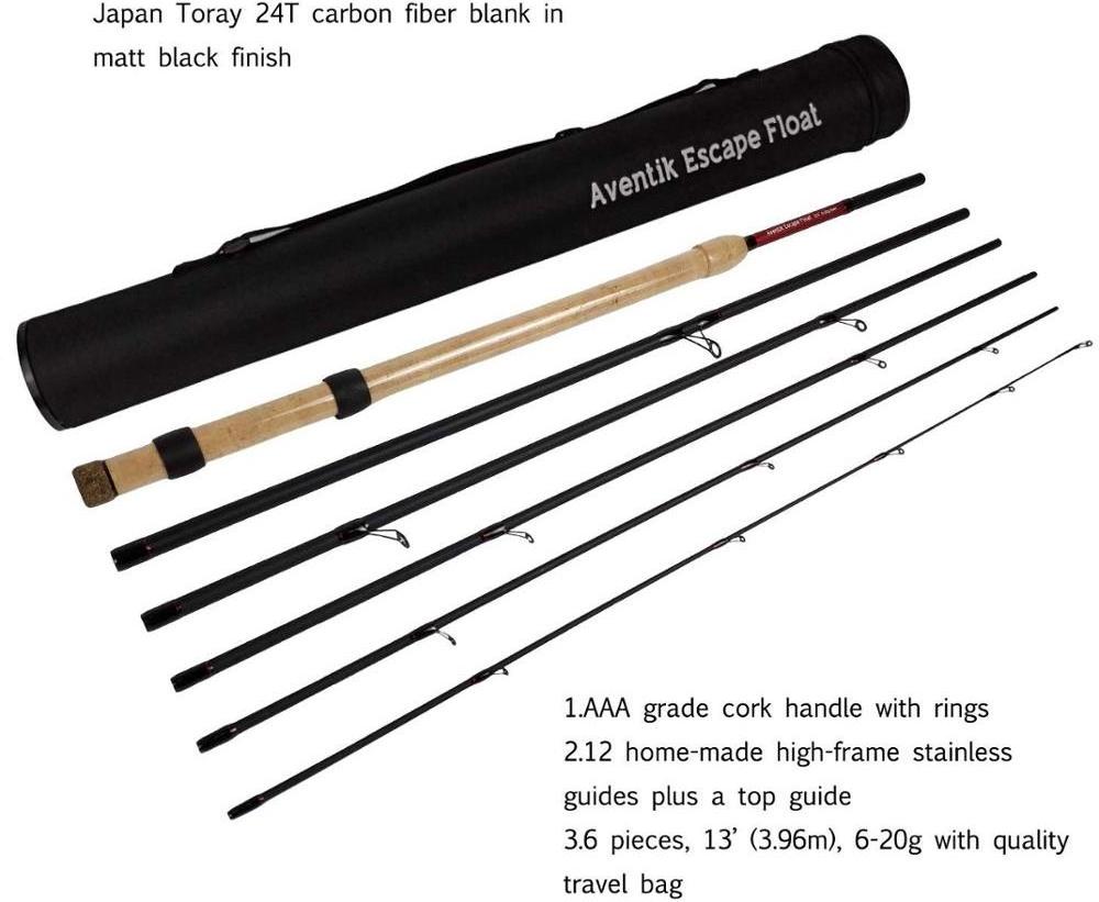 Floating fishing rod 13'0'' 6-20g 6sec Japan Toray 24T carbon fiber blank in matt black finish (B07)