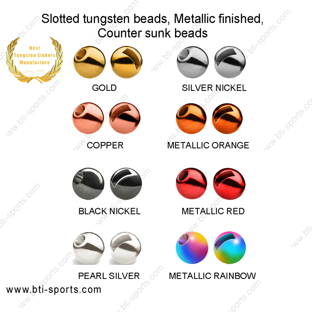 Slotted tungsten beads counter sunk beads fly tying beads-metallic color (B10)