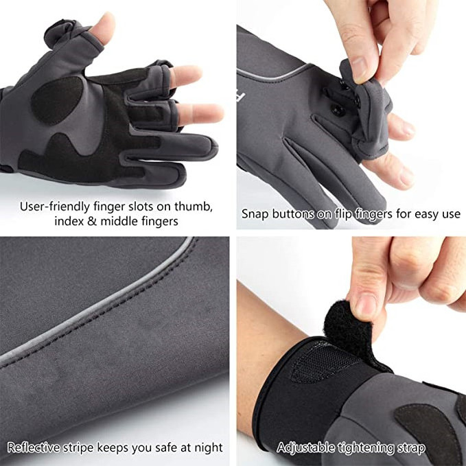 Insulated Fishing Gloves Water Repellent with Fleece Lining Cold Weather Winter Mitt for Men Women Ice Fishing Hunting (B05)