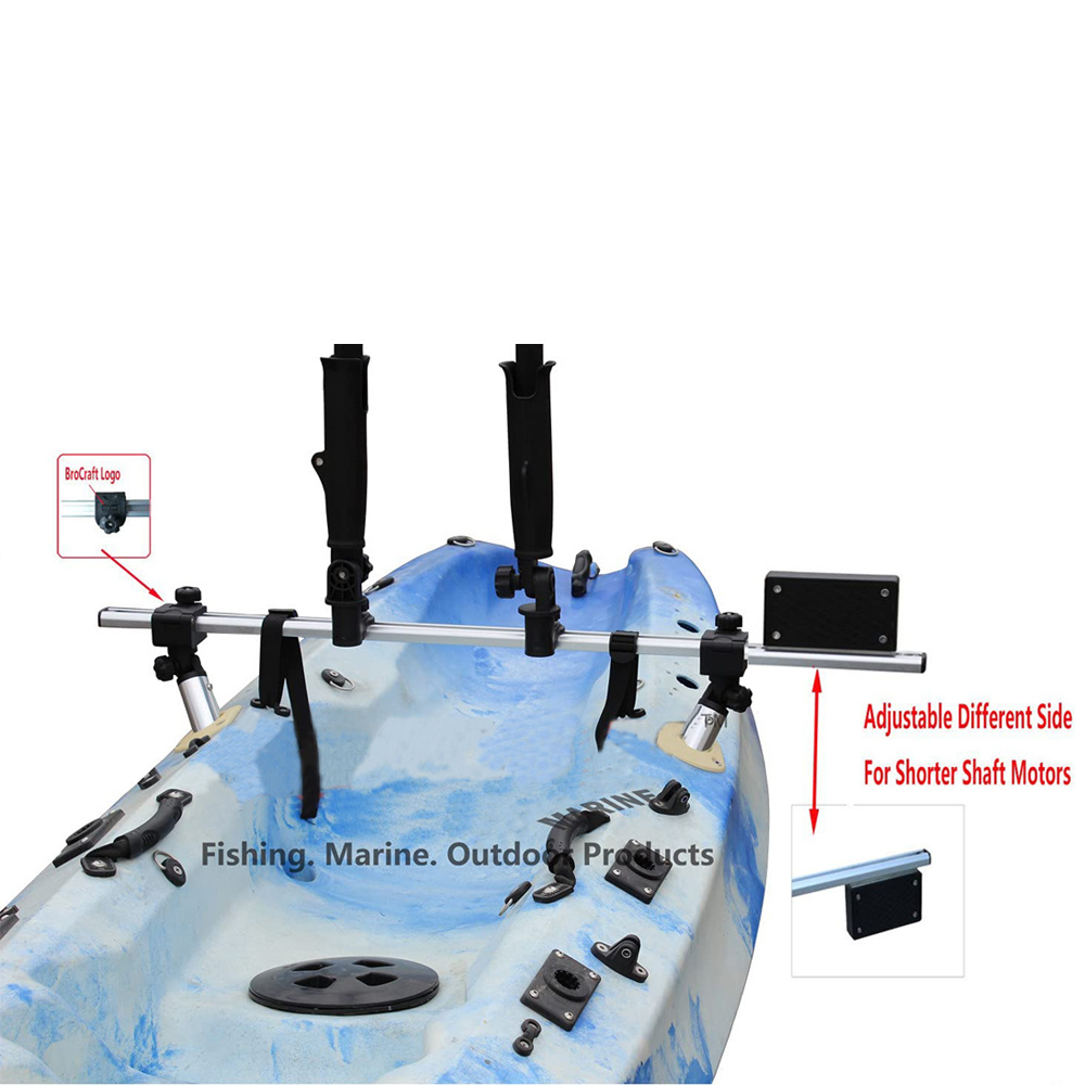 Fishing Kayak Trolling Motor Mount Universal + Two Rocket Launching Rod Holder/Kayak Outboard Motor Bracket MT-104 (B07)