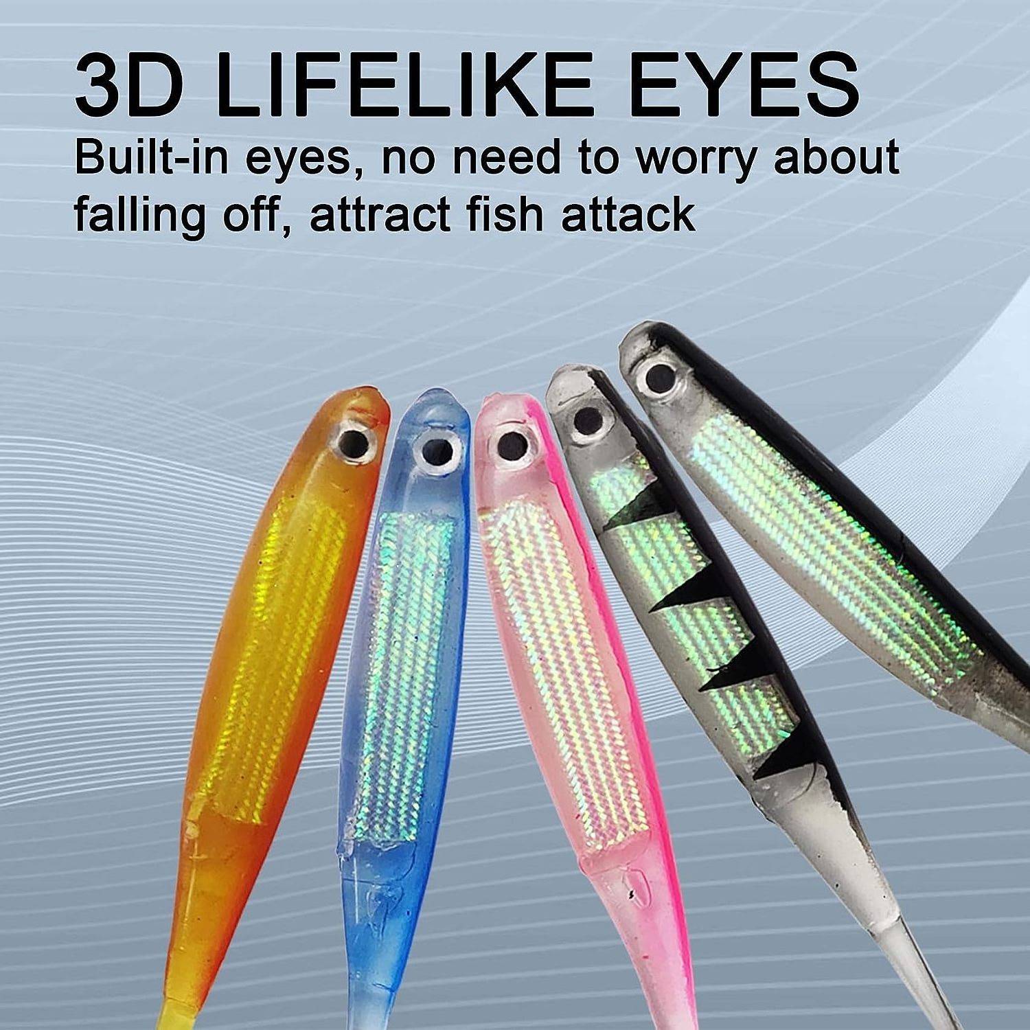 Paddle Tail Swimbait, Reflective & Attractive Soft Plastic Fishing Lures Shad Minnow Swim Bait for Bass Trout Walleye  B10