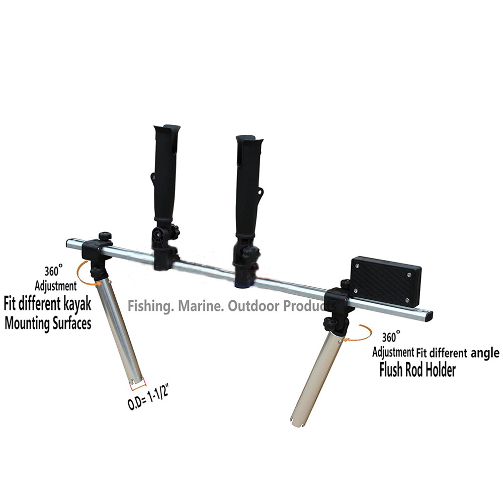 Fishing Kayak Trolling Motor Mount Universal + Two Rocket Launching Rod Holder/Kayak Outboard Motor Bracket MT-104 (B07)