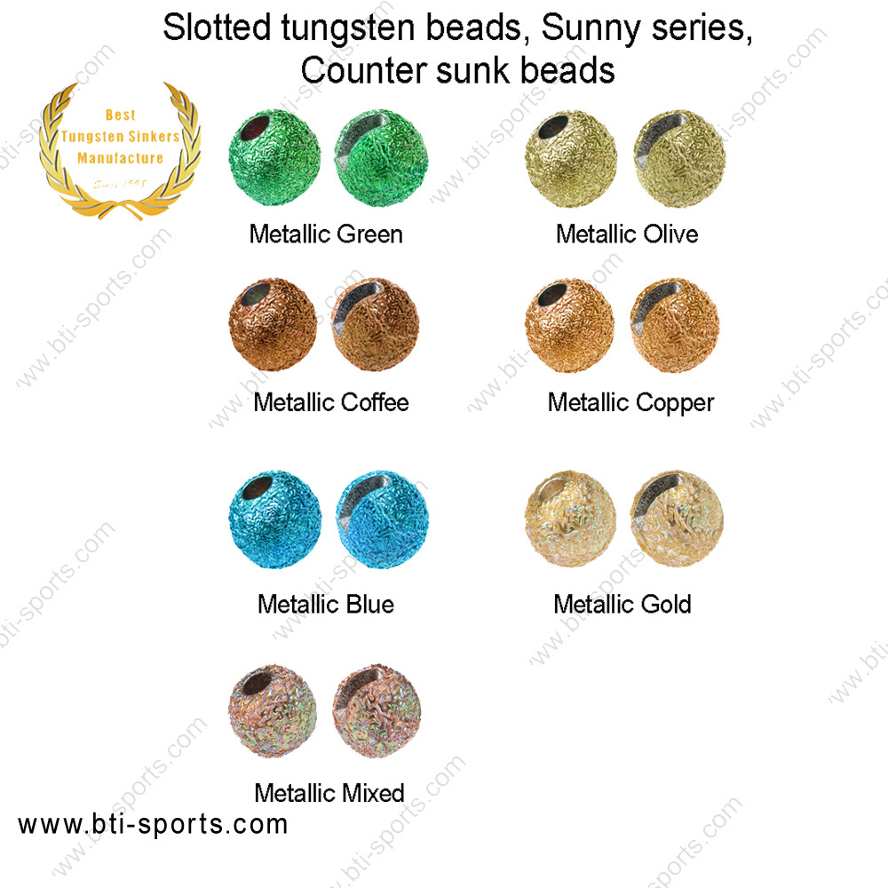 Sunny series Slotted tungsten beads counter sunk beads fly tying beads-metallic color(B10)