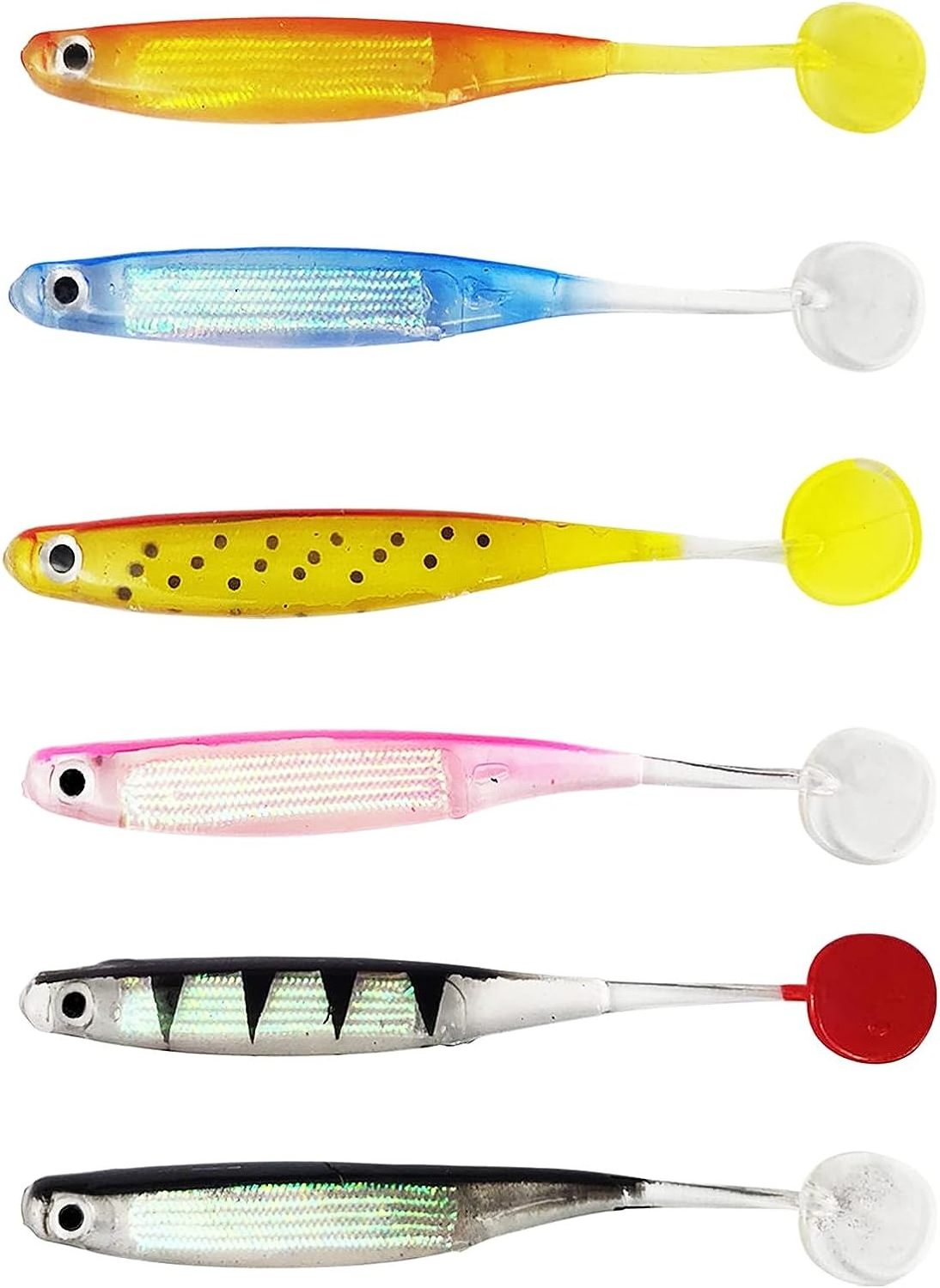 Paddle Tail Swimbait, Reflective & Attractive Soft Plastic Fishing Lures Shad Minnow Swim Bait for Bass Trout Walleye  B10