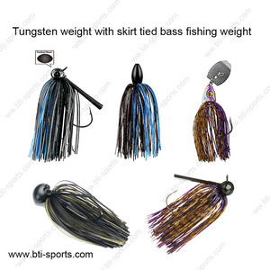 Bass fishing Tungsten weight flipping jig head football jig head with skirt tied customize design support tungsten sinker