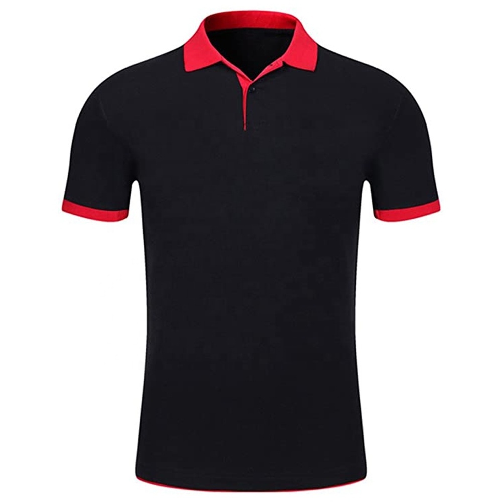 Cotton Two Tone Red and Black Color Combination Polo Collar Men T shirts best quality Custom Logo Printing Polo shirts