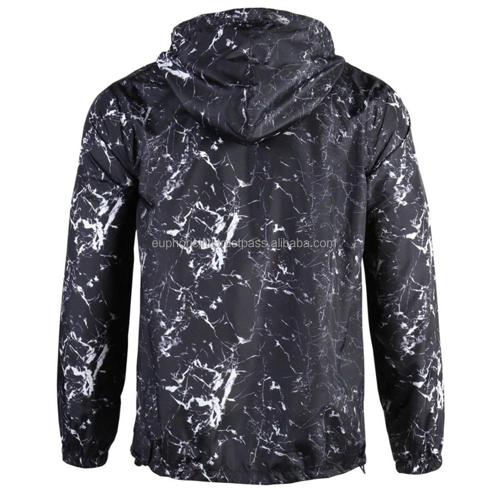 Men's Waterproof Jacket Waterproof Zipper Hooded Windproof Jacket for Men sublimation  Custom Label Men's Pullover Jacket pocket