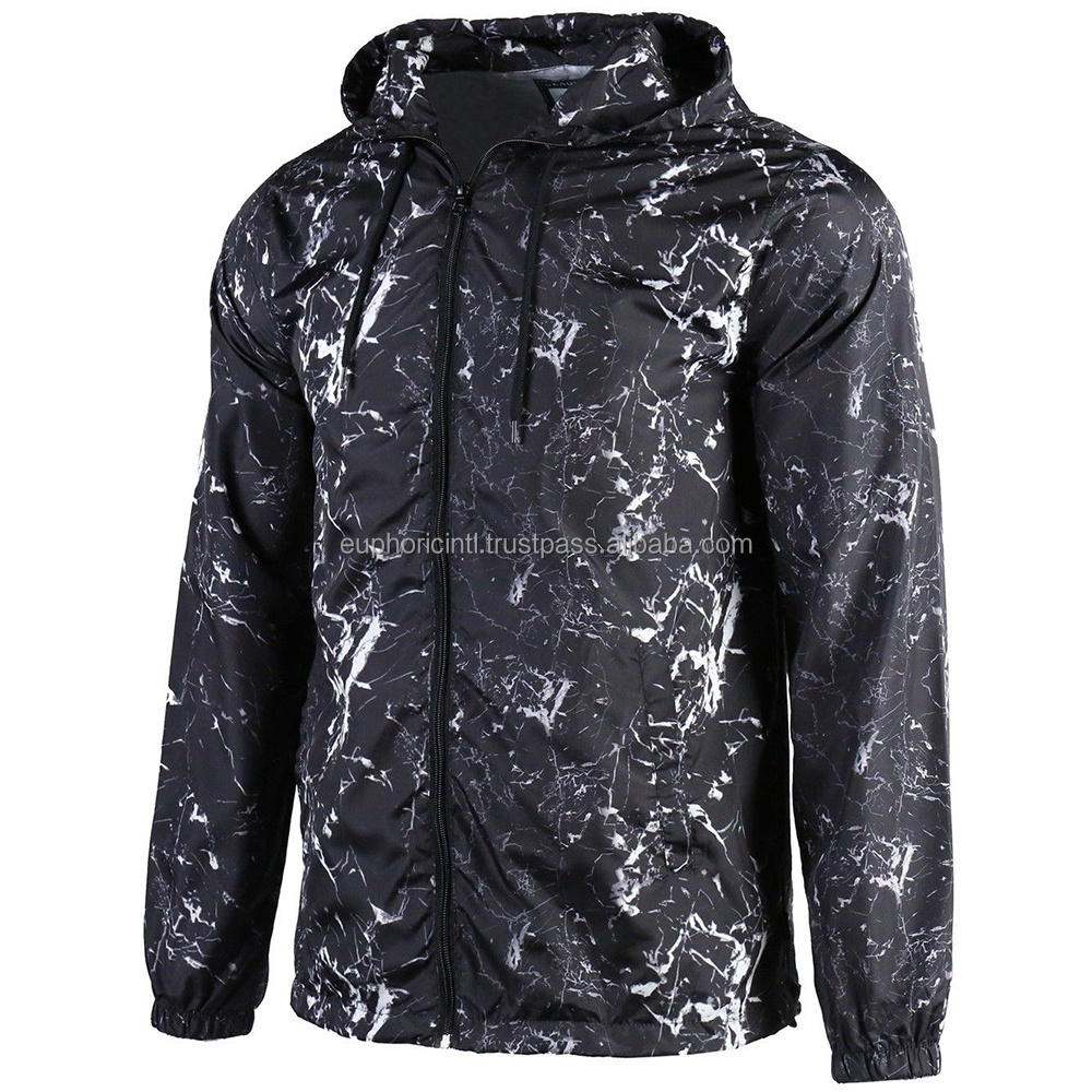 Men's Waterproof Jacket Waterproof Zipper Hooded Windproof Jacket for Men sublimation  Custom Label Men's Pullover Jacket pocket