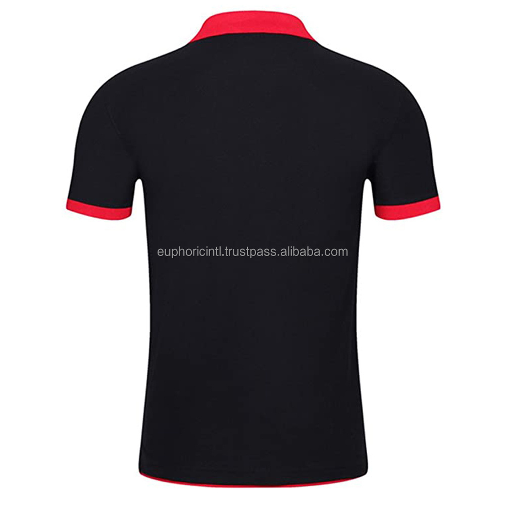 Cotton Two Tone Red and Black Color Combination Polo Collar Men T shirts best quality Custom Logo Printing Polo shirts