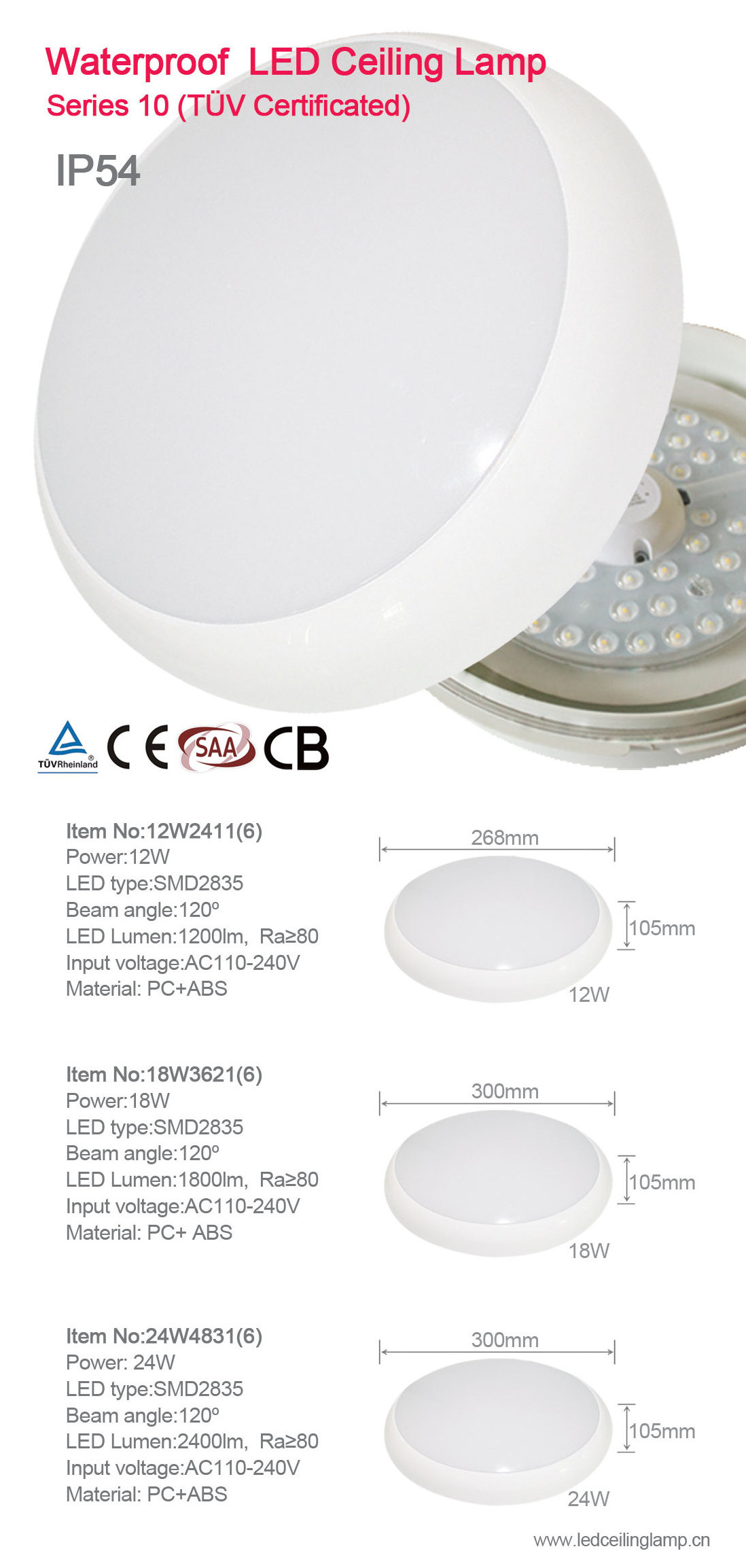 Best seller!China whosale 12W 18W 24W IP65 led outdoor ceiling lights