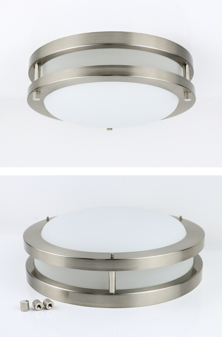 EUPPLE Ultra thin double ring nickel 12'' Flush mount led ceiling light 27W 120V 80CRI applicable for damp location