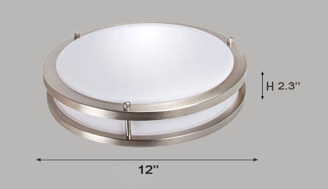 EUPPLE Ultra thin double ring nickel 12'' Flush mount led ceiling light 27W 120V 80CRI applicable for damp location